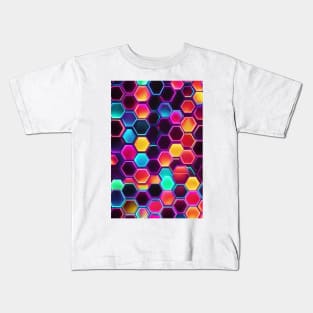 Neon hexagon pattern Kids T-Shirt